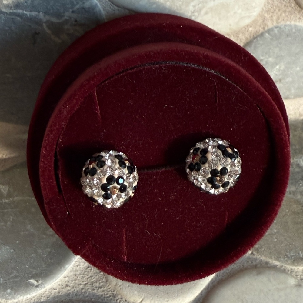 Hillberg & Berk Leopard Sparkle Ball Stud Earrings